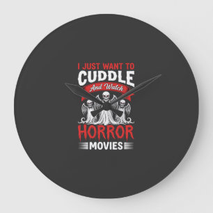 Cuddle and Watch Horror Movies Skeleton Halloween Large Clock