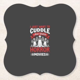 Cuddle and Watch Horror Movies Skeleton Halloween Paper Coaster
