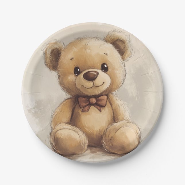Cuddle Bear Smiles Paper Plate (Front)