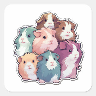 Cuddle Cluster Guinea Pigs Square Sticker
