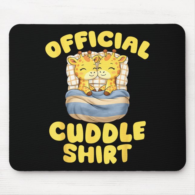 Cuddle Cute Giraffes Couple Valentine's Day  Mouse Mat (Front)