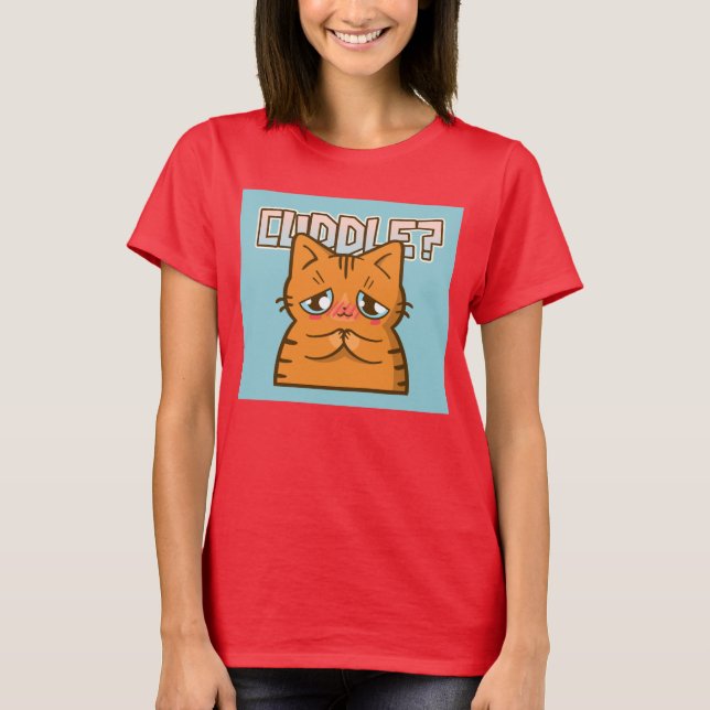 CUDDLE GINGER CAT FUNNY CUTE T-SHIRTS (Front)