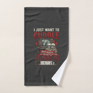 Cuddle Horror Movies Halloween Skulls Retro Tv Mon Hand Towel
