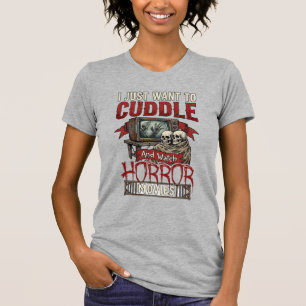 Cuddle Horror Movies Halloween Skulls Retro Tv Mon T-Shirt