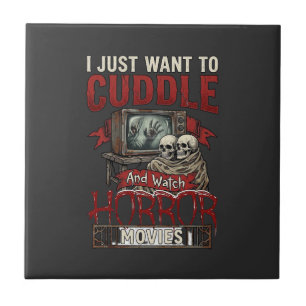 Cuddle Horror Movies Halloween Skulls Retro Tv Mon Tile