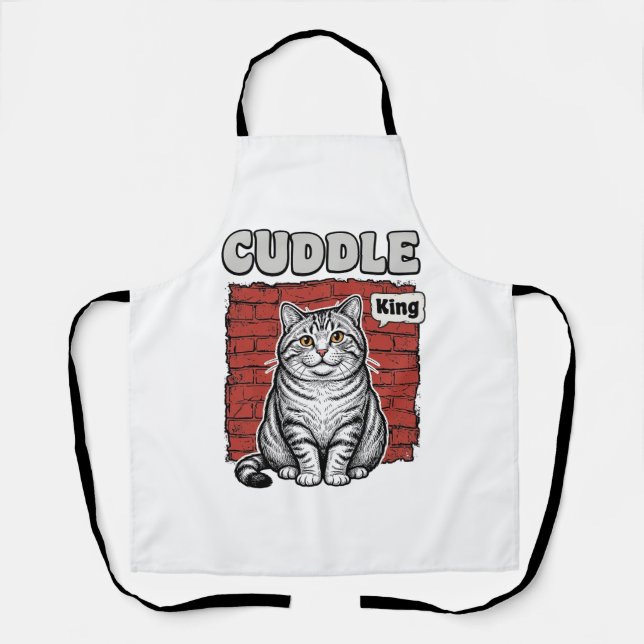 Cuddle King Vintage Cat Shirt Design_1 Apron (Front)