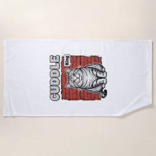 Cuddle King Vintage Cat Shirt Design_1 Beach Towel