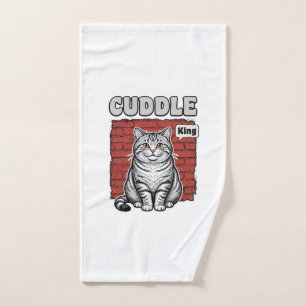 Cuddle King Vintage Cat Shirt Design_1 Hand Towel