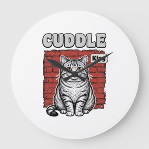 Cuddle King Vintage Cat Shirt Design_1 Large Clock