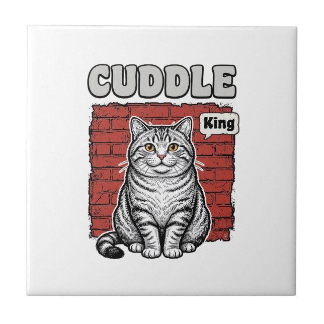 Cuddle King Vintage Cat Shirt Design_1 Tile (Front)