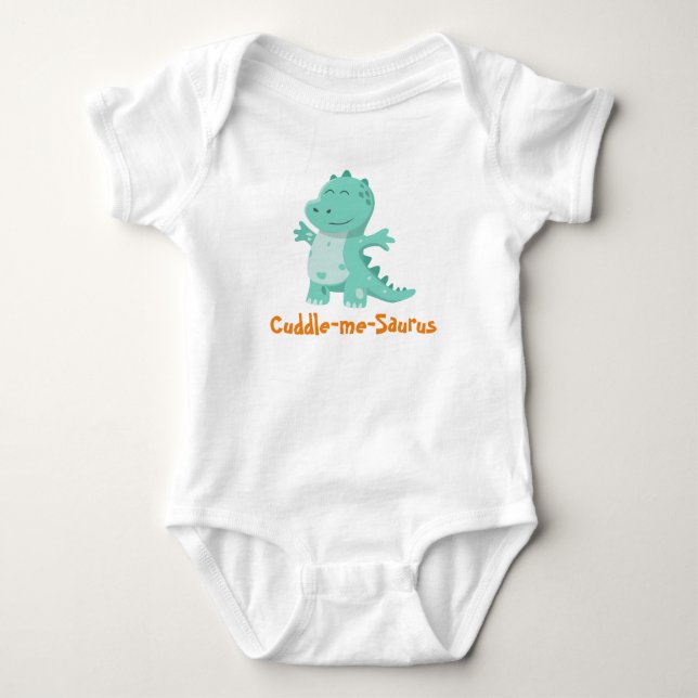 Cuddle-Me-Saurus: Huggable Dino Delight Baby Bodysuit (Front)