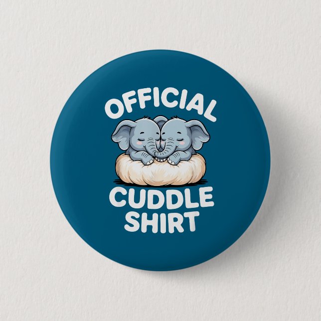 Cuddle Shirt Cute Baby Elephant Snuggle  6 Cm Round Badge (Front)