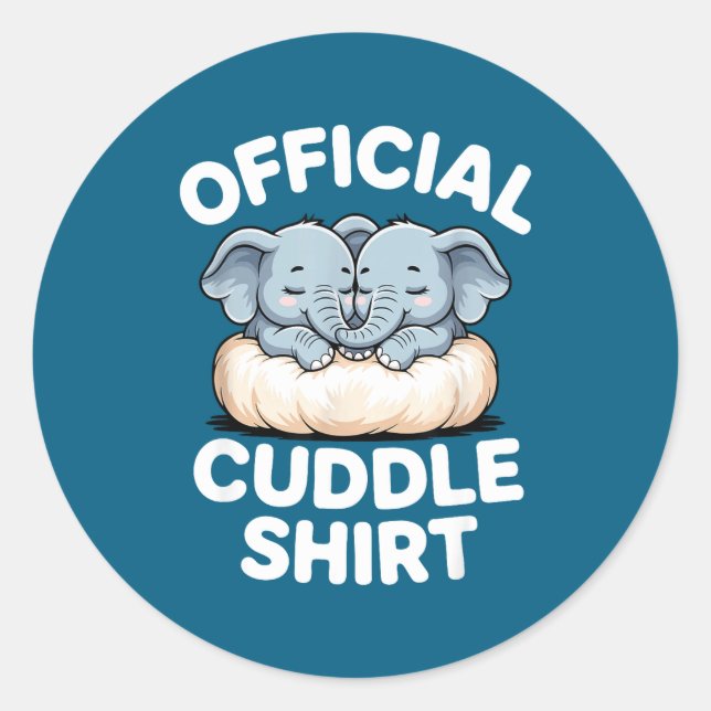 Cuddle Shirt Cute Baby Elephant Snuggle  Classic Round Sticker (Front)