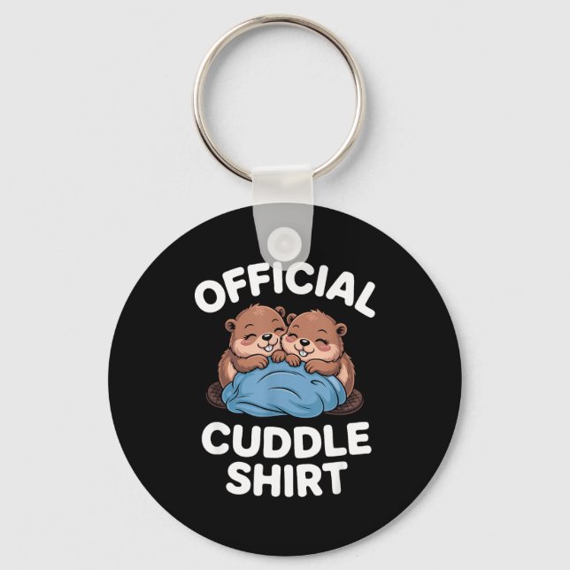Cuddle Shirt Cute Beavers Snuggling  Key Ring (Front)