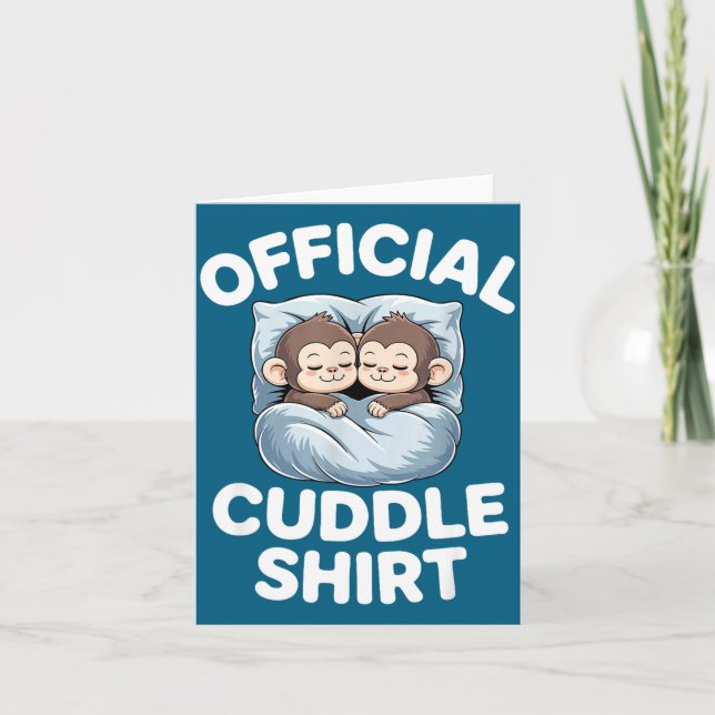 Cuddle Shirt Cute Sleepy Monkey Couple  Card (Front)
