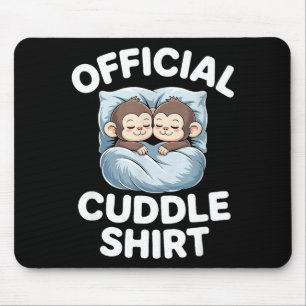 Cuddle Shirt Cute Sleepy Monkey Couple  Mouse Mat