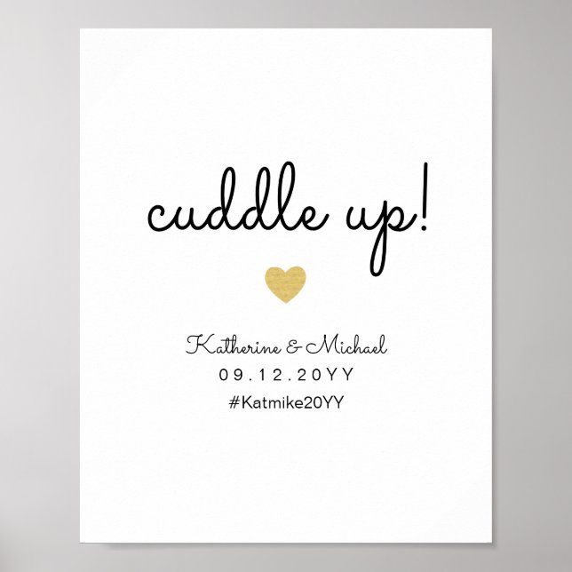 Cuddle Up Wedding Blanket or Shawl Favour Sign (Front)