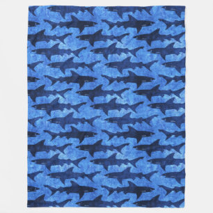 Cuddle Up with Some Sharks Funny Deep Sea Blue Fle Fleece Blanket