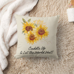 Cuddle Up With Sunflowers Throw Pillow