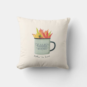 Cuddle Weather Watercolor Fall Leaves Autumn  Cushion