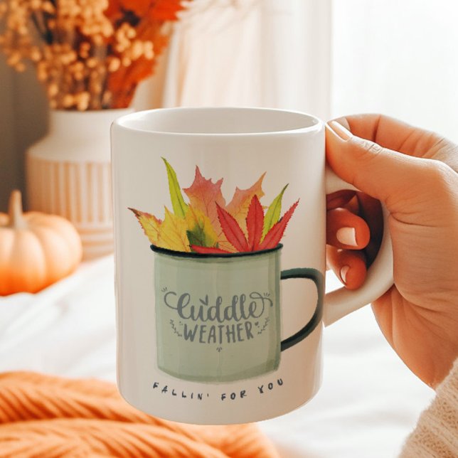 Cuddle Weather Watercolor Fall Personalised Two-Tone Coffee Mug (Cuddle Weather Watercolor Fall Personalized Coffee Mug)