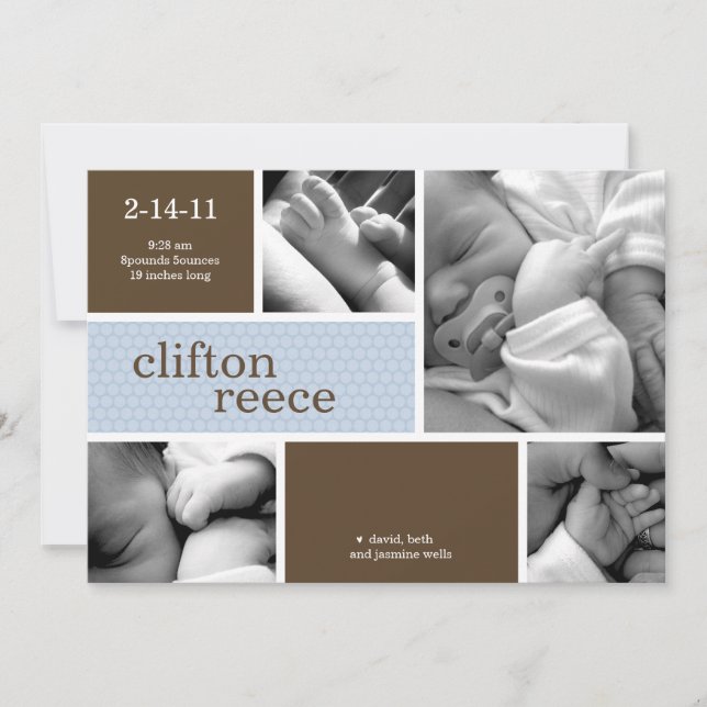 Cuddlebug Birth Announcement (Pink or Blue) (Front)