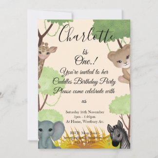 Cuddles 1st Birthday Party Invitation
