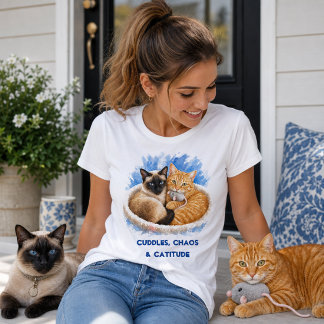 Cuddles & Catitude Watercolor Cute Cats Tri-Blend Shirt