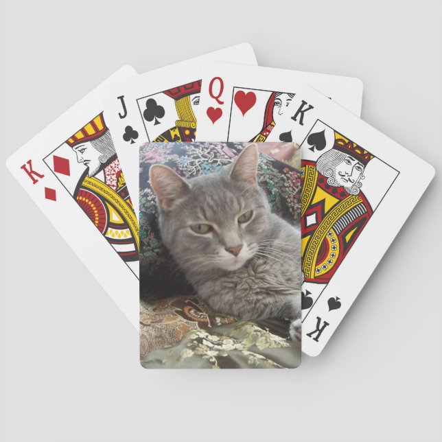 Cuddles Grey Cat Playing Cards (Back)