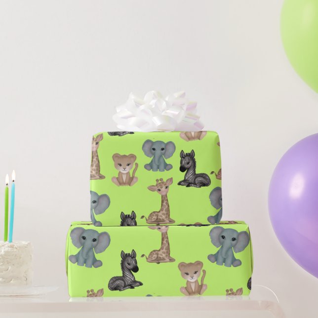 Cuddles on Olive Green Wrapping Paper (Party Gifts)