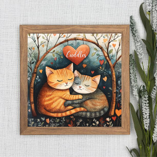 Cuddles Snuggles and Kitty Love Poster Wall Art 