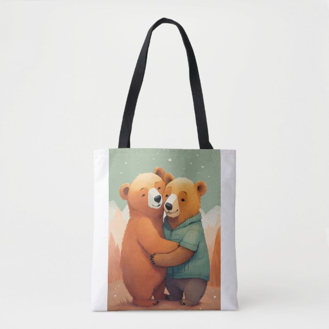"Cuddling Bears in Love - Cute and Cosy  bag (Front)
