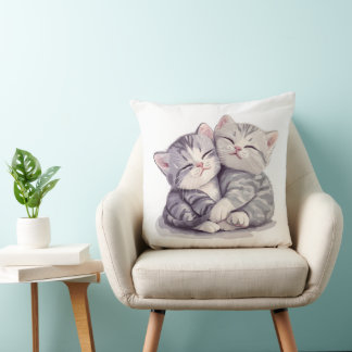 Cuddling British Shorthair Kittens Cushion