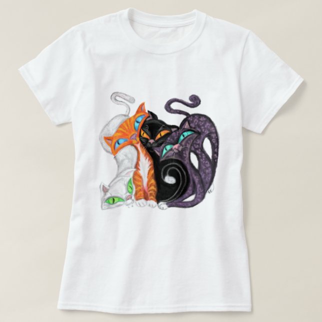 Cuddling Cats T-Shirt (Design Front)