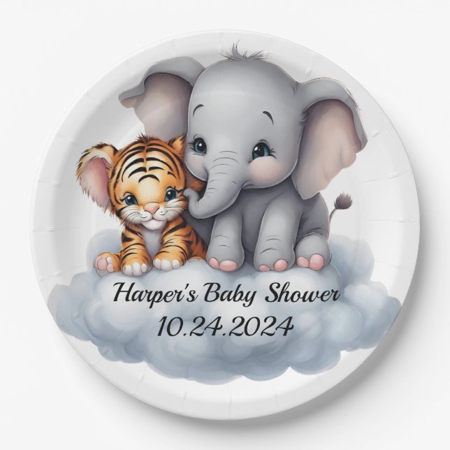 Cuddling Clouds Paper Plate (Front)