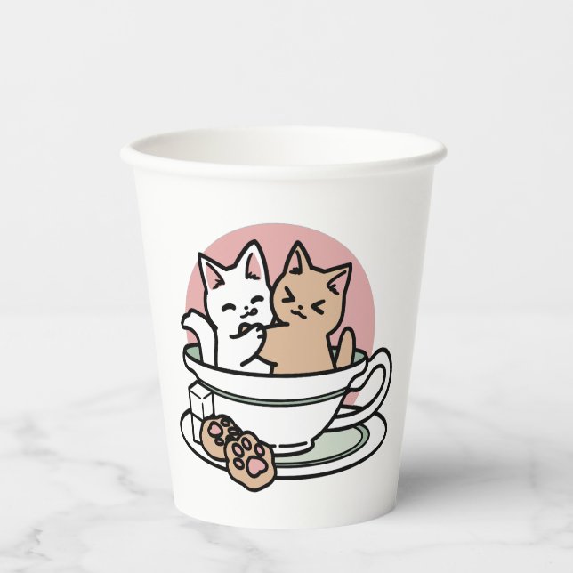 Cuddling Kitties in a Cup - Adorable Tea Time (Front)