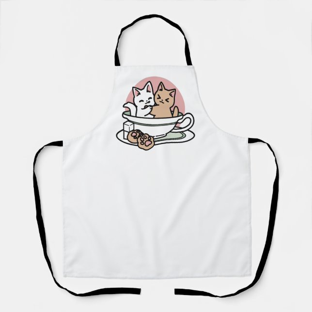 Cuddling Kitties in a Cup - Adorable Tea Time Apron (Front)