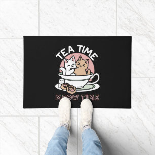 Cuddling Kitties in a Cup - Adorable Tea Time Doormat