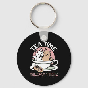 Cuddling Kitties in a Cup - Adorable Tea Time Key Ring