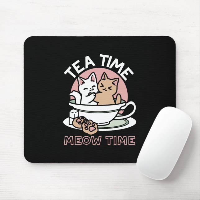 Cuddling Kitties in a Cup - Adorable Tea Time Mouse Mat (With Mouse)
