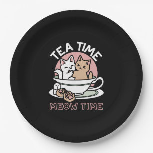 Cuddling Kitties in a Cup - Adorable Tea Time Paper Plate
