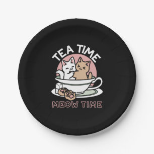 Cuddling Kitties in a Cup - Adorable Tea Time Paper Plate
