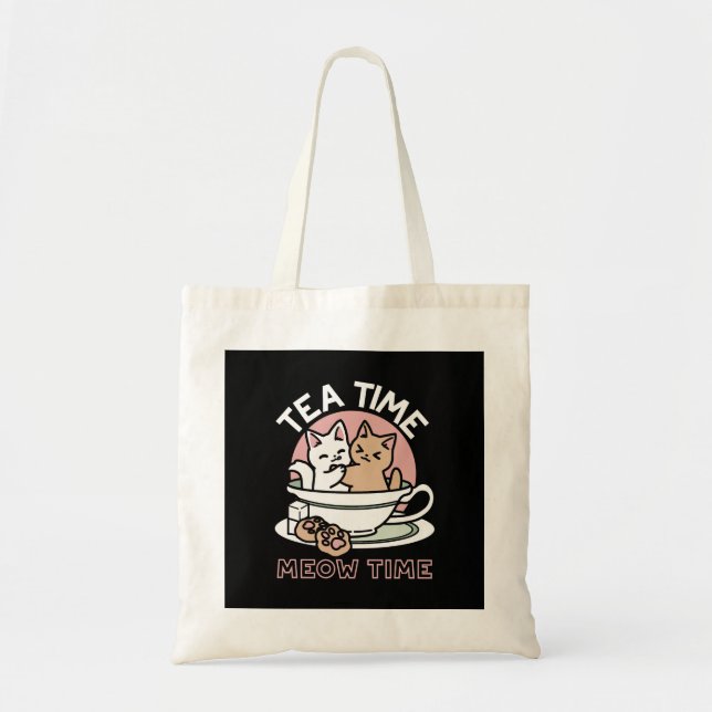Cuddling Kitties in a Cup - Adorable Tea Time Tote Bag (Front)