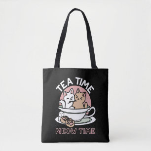 Cuddling Kitties in a Cup - Adorable Tea Time Tote Bag