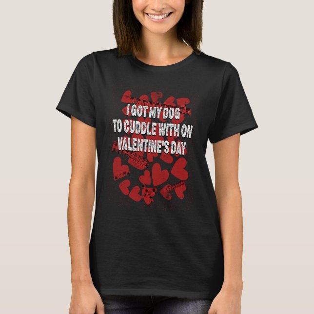 Cuddling My Dog on Valentines Day  Matching Couple T-Shirt (Front)
