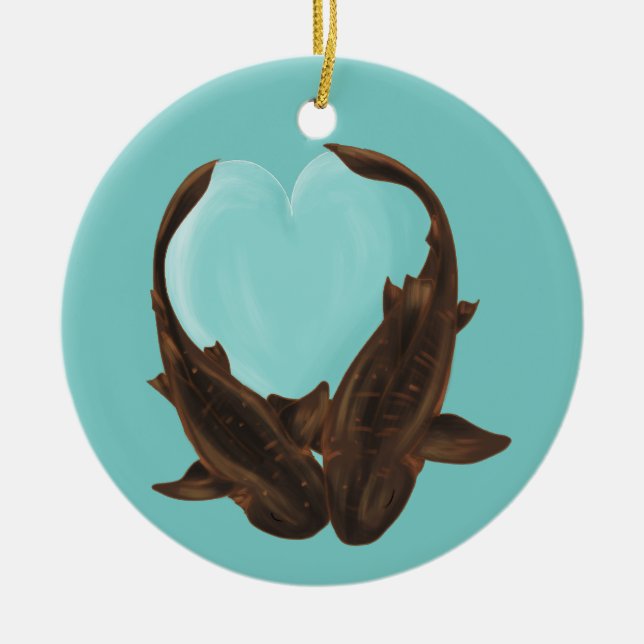 Cuddling Nurse Sharks Ceramic Tree Decoration (Front)