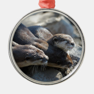 Cuddling Otters Metal Tree Decoration