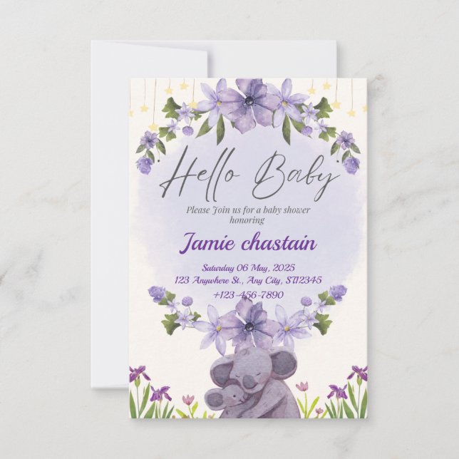 cuddly animal Baby shower card invitation (Front)