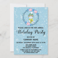 Cuddly Bear Wreath Company Holiday Party Blue Snow