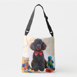 Cuddly Black Poodle Chenille Tote Bag